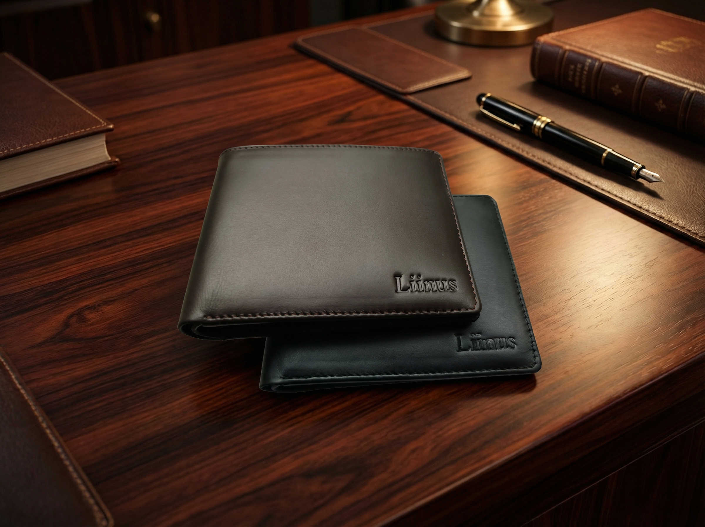 Men’s mini leather wallet collection in black and brown with RFID and NFC support, stylish secure wallets for everyday use.